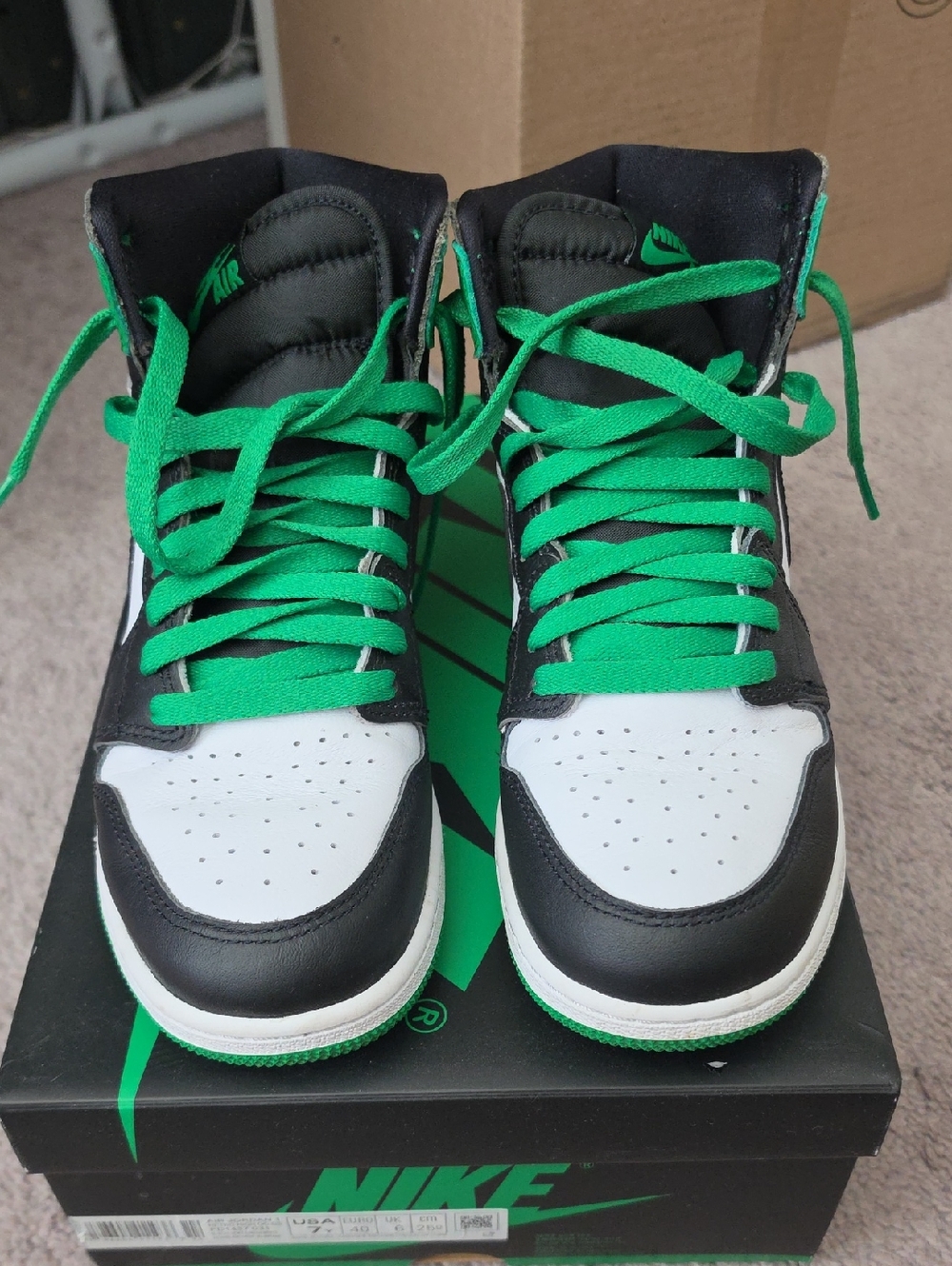 Nike High-Top Sneakers in Black, White & Green